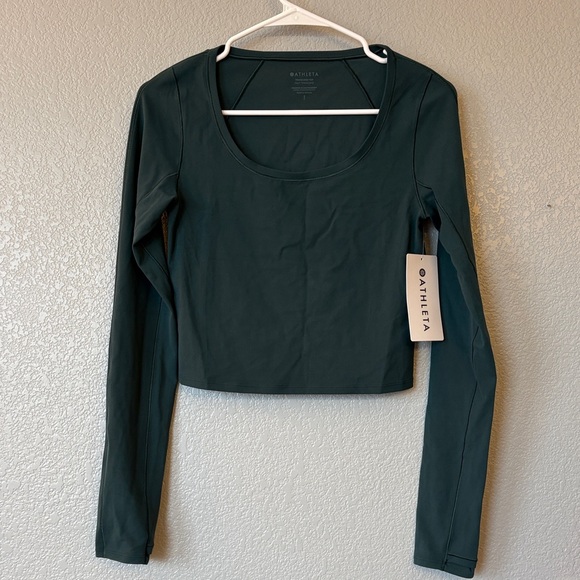 Athleta Tops - Athleta Transcend Forest Green Long Sleeve Top